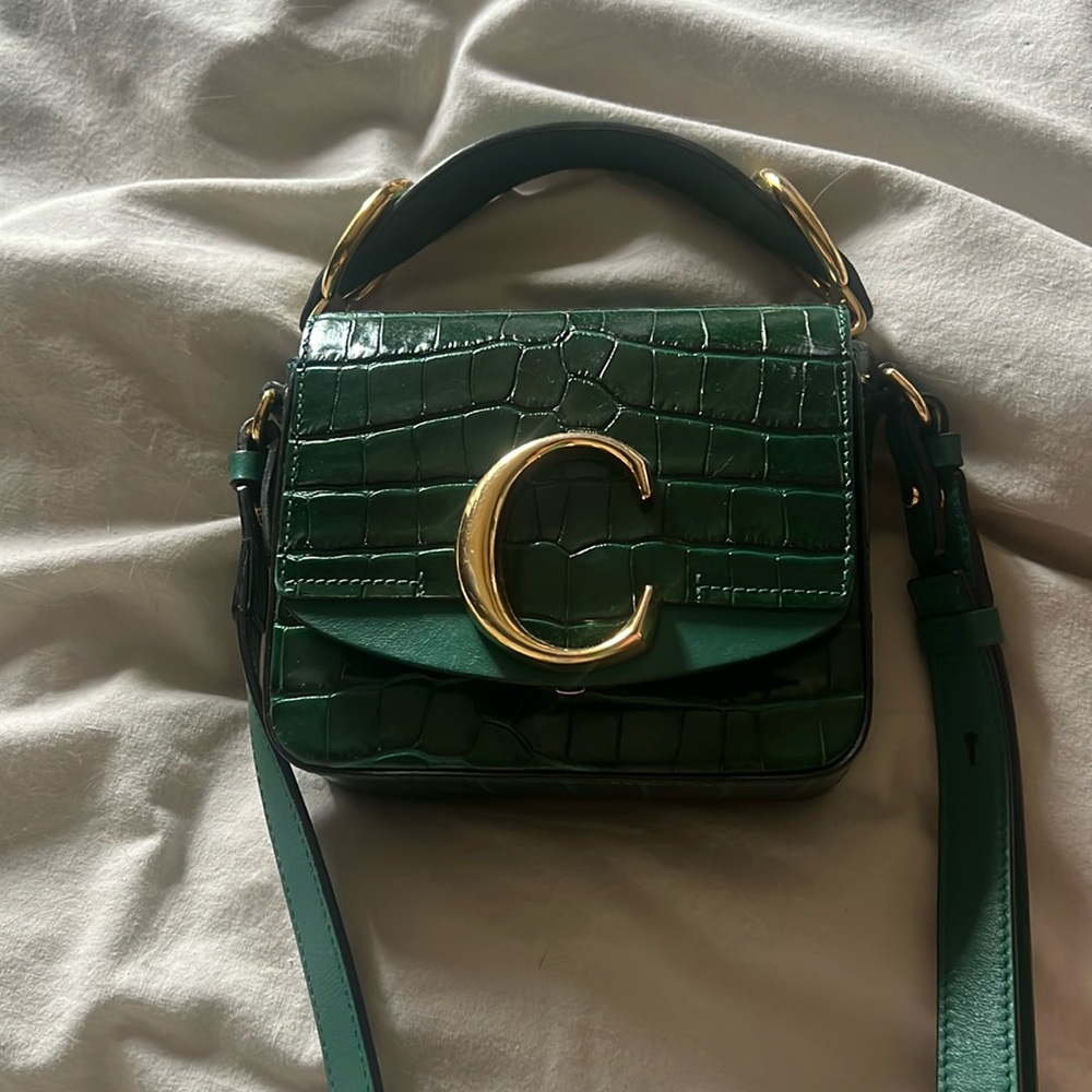 Chloe C Flap Bag Crocodile Embossed Mini